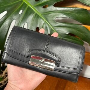 Coach Slim Envelope Wallet Womens OS Black Fair Leather